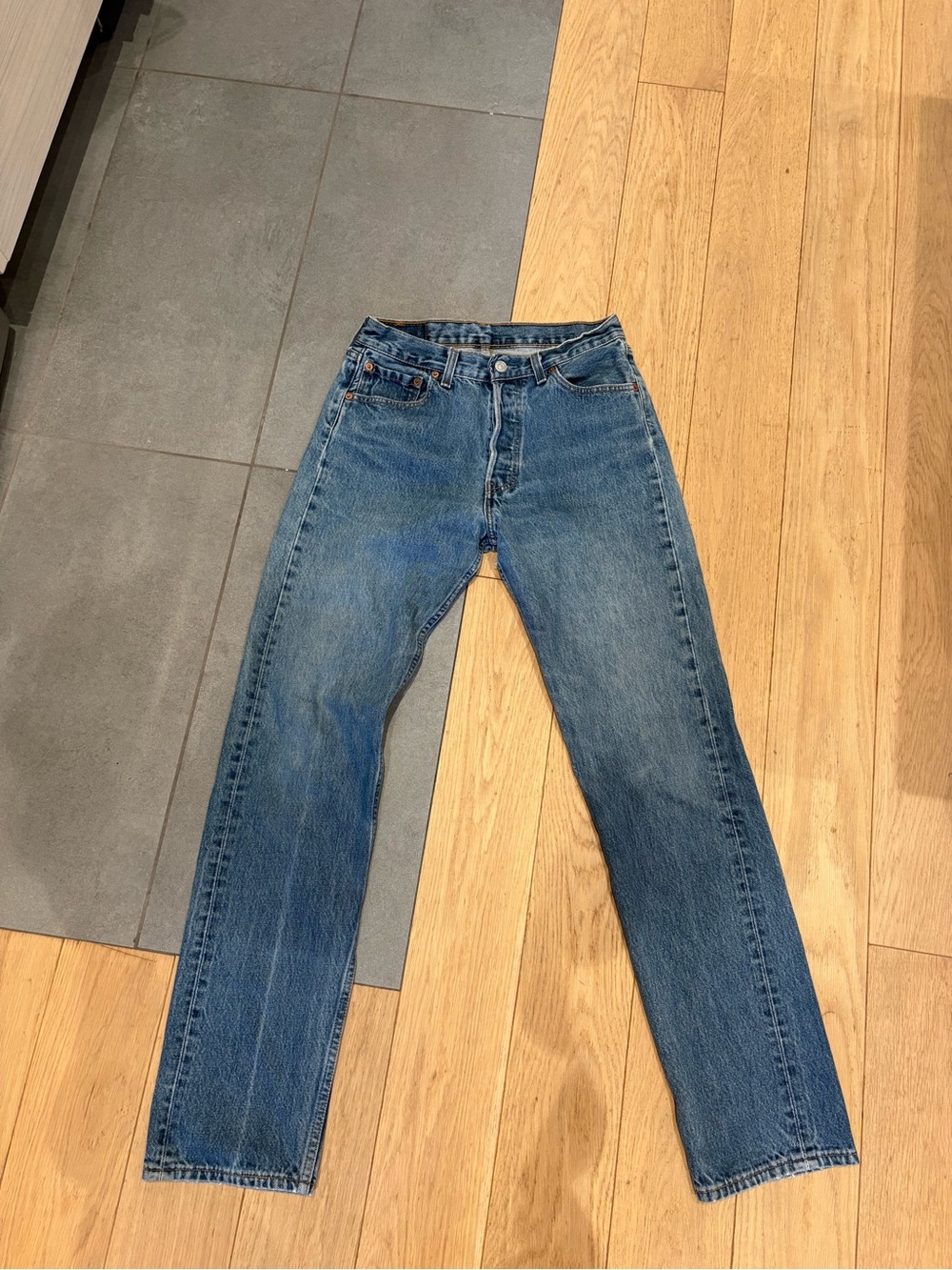 Vintage Levi's 501 90s Straight-Leg Jeans in Medium Blue Wash